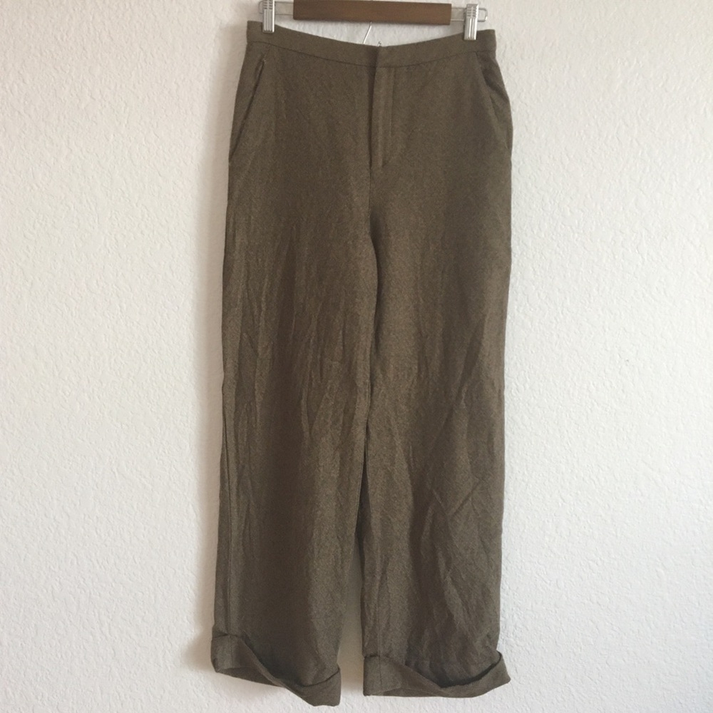 TSE Neiman Marcus Wool and Cashmere Cuffed Trousers Lagenlook Brown Pants 10